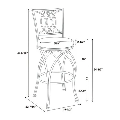24.5" Dana Big & Tall Metal Crossed Legs Counter Height Barstool Bronze - Powell Company 11 24.5" Dana Big & Tall Metal Crossed Legs Counter Height Barstool Bronze - Powell Company - Image 9