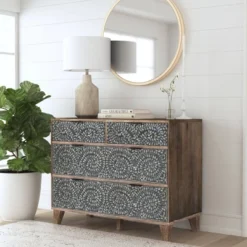 4 Drawer Cassandra Console Gray - Powell