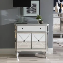 Sasha Mirrored 1Drawer 2Door Console - Powell Company